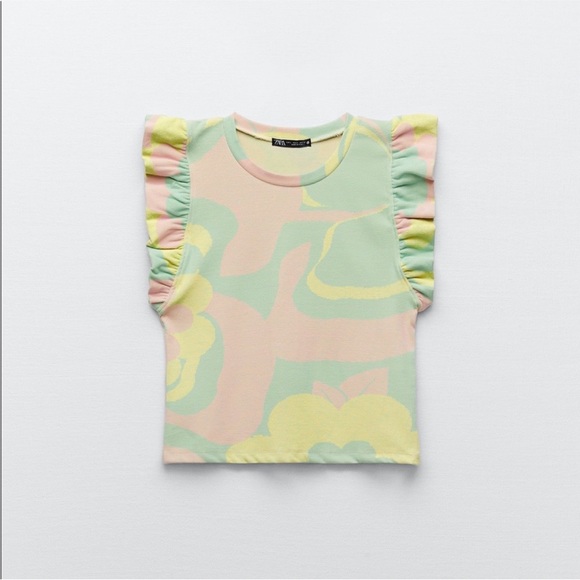 NWT ZARA RUFFLED JACQUARD TOP - Picture 5 of 14